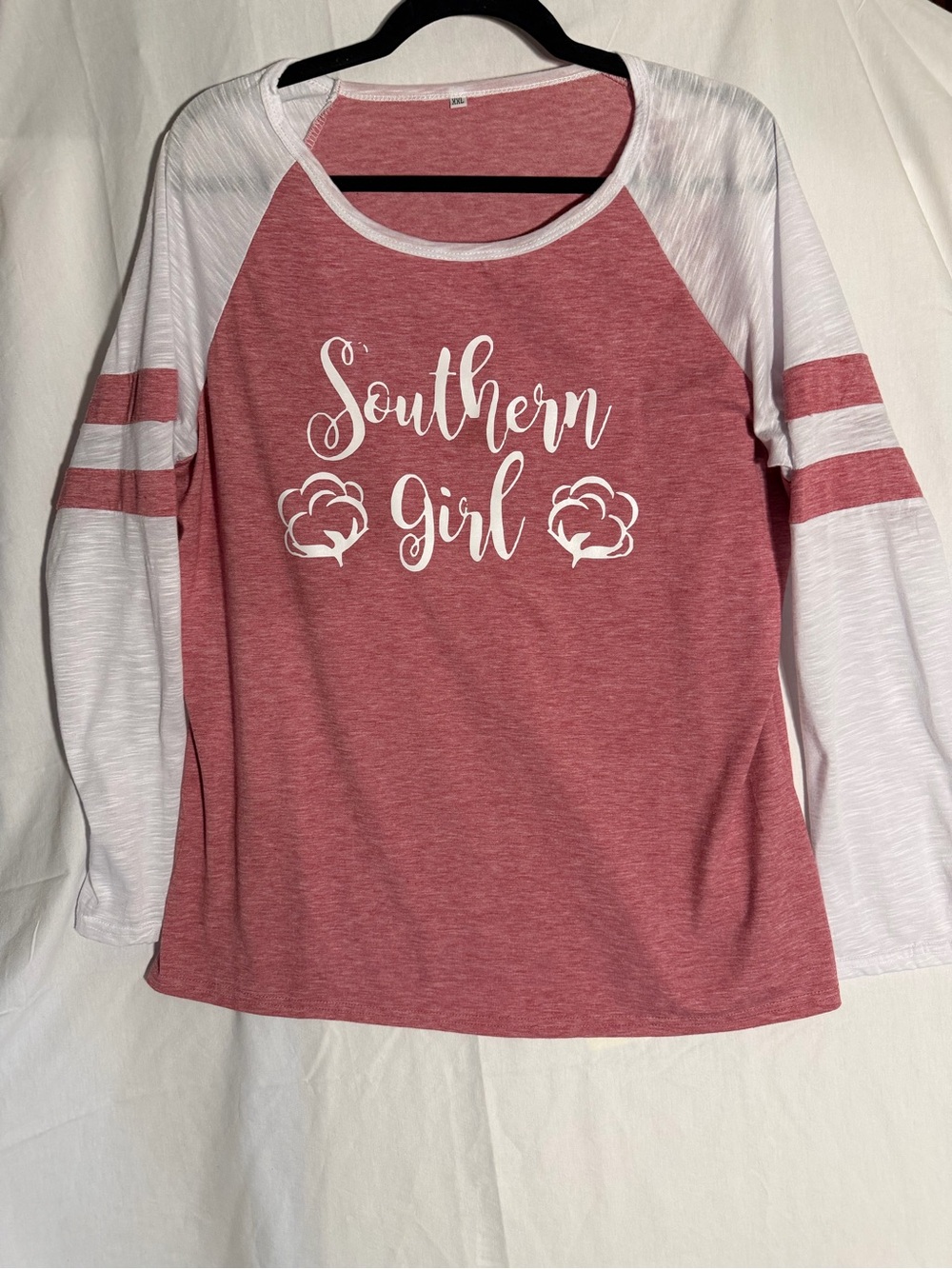 #344 Southern Girl Raglan Tee - Pink & White Kids Top